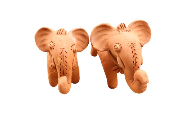 Premium Handcrafted Terracotta Elephant Showpiece (Set of 2)
